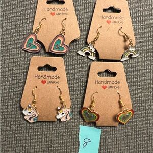 4 pairs of handmade earrings hypoallergenic metals small business made nwt